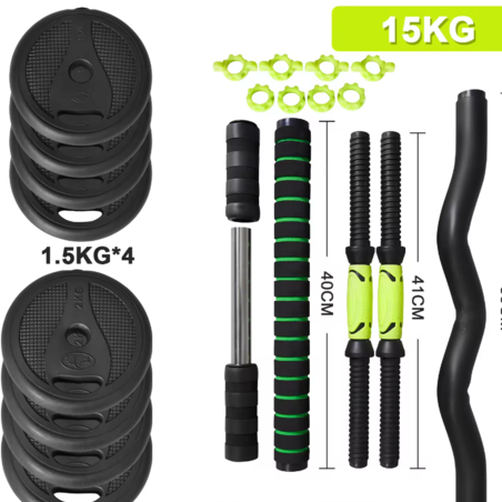 2-in-1 Dumbbell & Kettlebell Set with Handle Bar