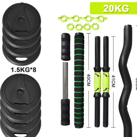 2-in-1 Dumbbell & Kettlebell Set with Handle Bar