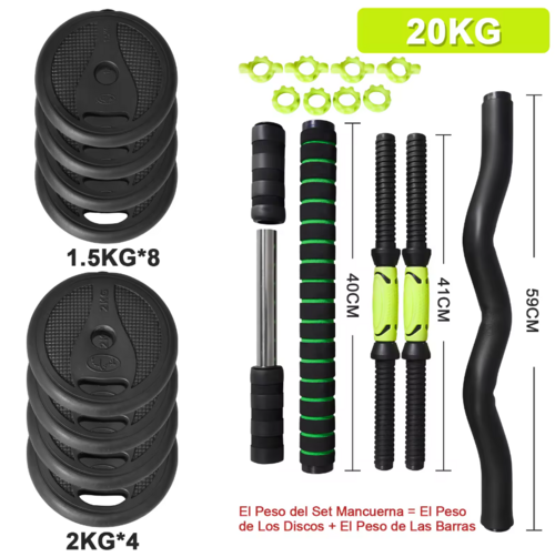 2-in-1 Dumbbell & Kettlebell Set with Handle Bar