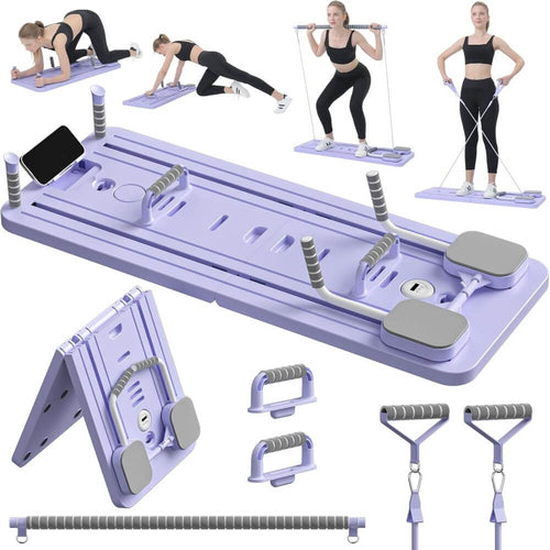4-in-1 Foldable Compact Pilates Reformer with Ab Wheel