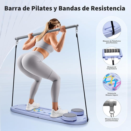 6-in-1 Foldable Mini Pilates Reformer with Smart Counter