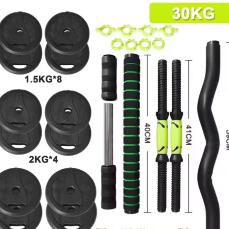 2-in-1 Dumbbell & Kettlebell Set with Handle Bar
