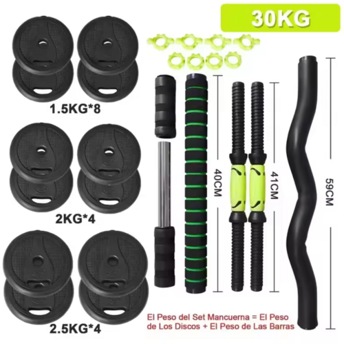 2-in-1 Dumbbell & Kettlebell Set with Handle Bar