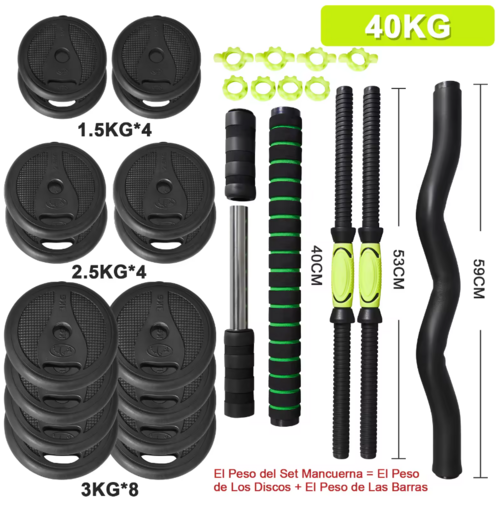 2-in-1 Dumbbell & Kettlebell Set with Handle Bar