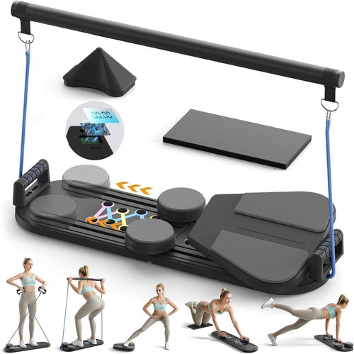 6-in-1 Foldable Mini Pilates Reformer with Smart Counter