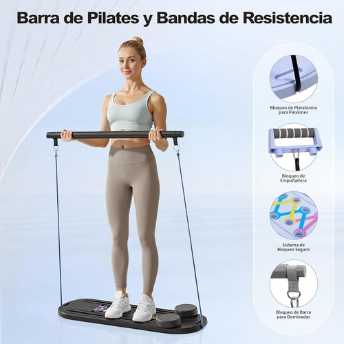 6-in-1 Foldable Mini Pilates Reformer with Smart Counter
