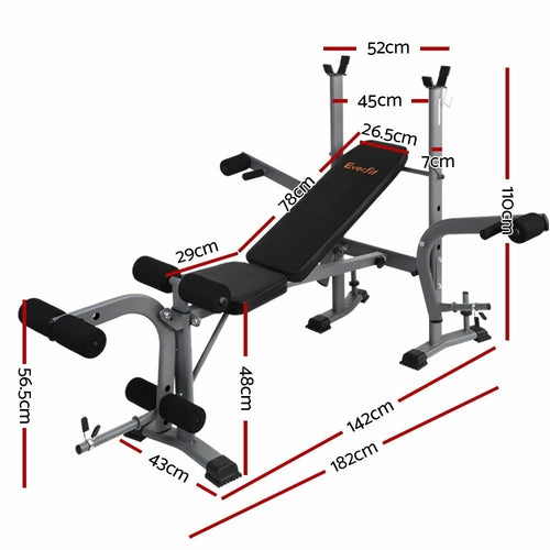 Everfit 7-in-1 Adjustable Weight Bench – 200kg Multi-Station Home Gym Press