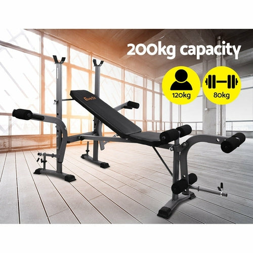 Everfit 7-in-1 Adjustable Weight Bench – 200kg Multi-Station Home Gym Press