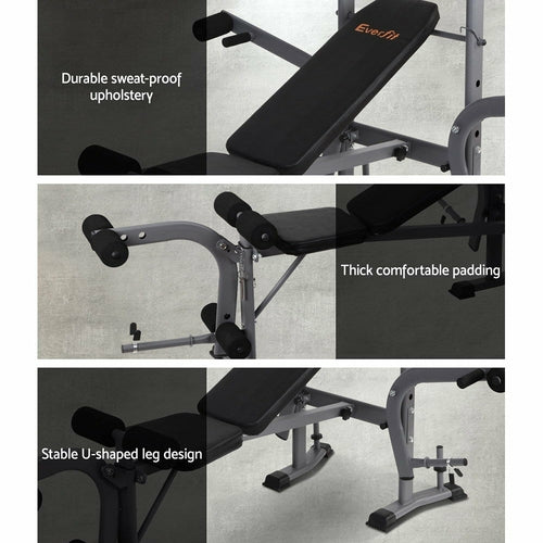 Everfit 7-in-1 Adjustable Weight Bench – 200kg Multi-Station Home Gym Press