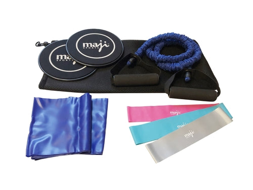 Home Fitness Bundle – Resistance Bands, Exercise Tube & Core Sliders Set