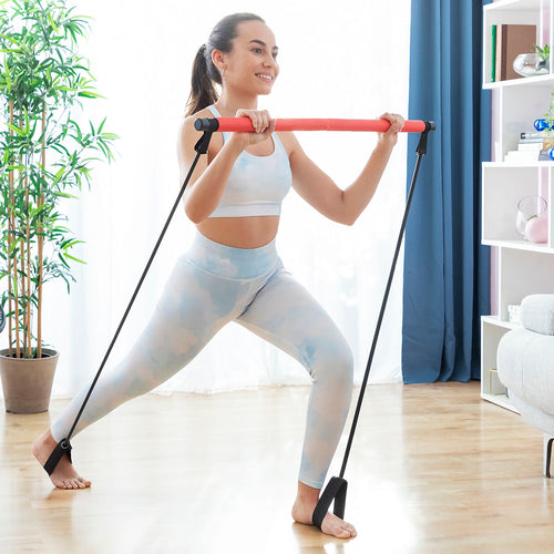 Resibar Fitness Bar with Resistance Bands – Full Body Home Workout with Exercise Guide