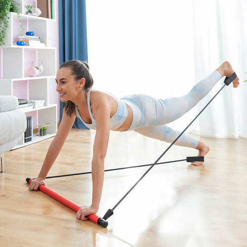 Resibar Fitness Bar with Resistance Bands – Full Body Home Workout with Exercise Guide
