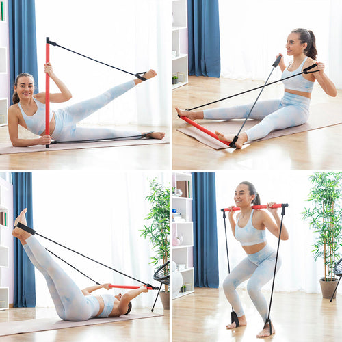 Resibar Fitness Bar with Resistance Bands – Full Body Home Workout with Exercise Guide