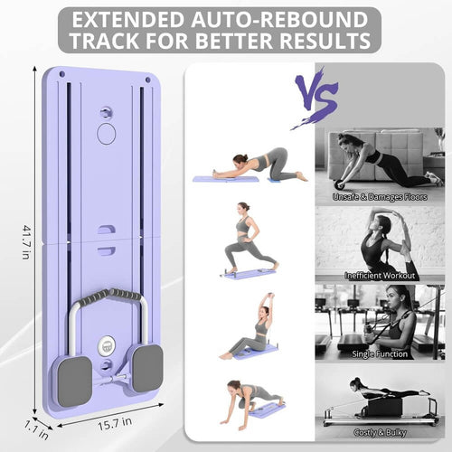 4-in-1 Foldable Compact Pilates Reformer with Ab Wheel