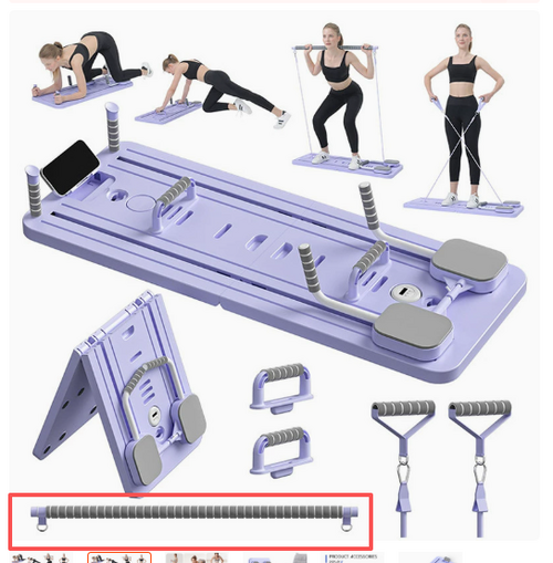 4-in-1 Foldable Compact Pilates Reformer with Ab Wheel