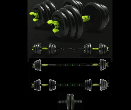 2-in-1 Dumbbell & Kettlebell Set with Handle Bar
