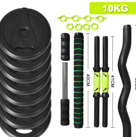 2-in-1 Dumbbell & Kettlebell Set with Handle Bar