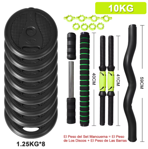 2-in-1 Dumbbell & Kettlebell Set with Handle Bar