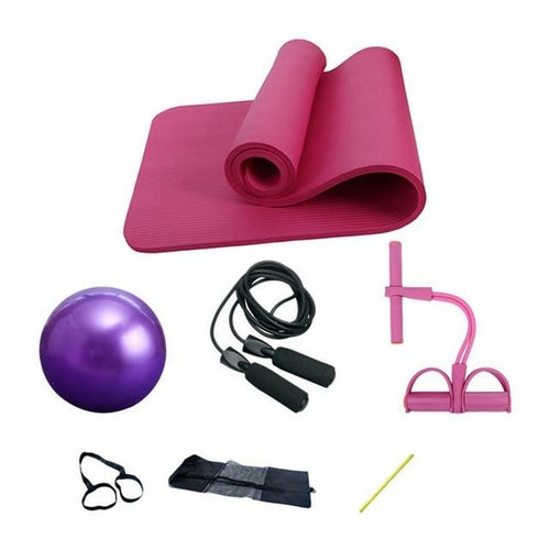 Deluxe Yoga & Fitness 5-Piece Exercise Set – Mat, Ball, Bands & Skipping Rope