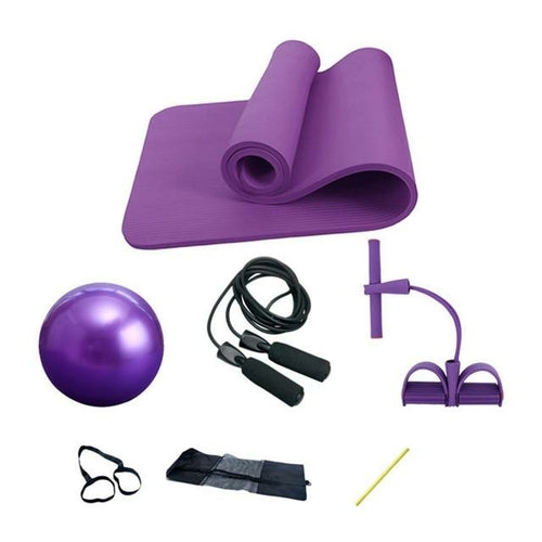 Deluxe Yoga & Fitness 5-Piece Exercise Set – Mat, Ball, Bands & Skipping Rope