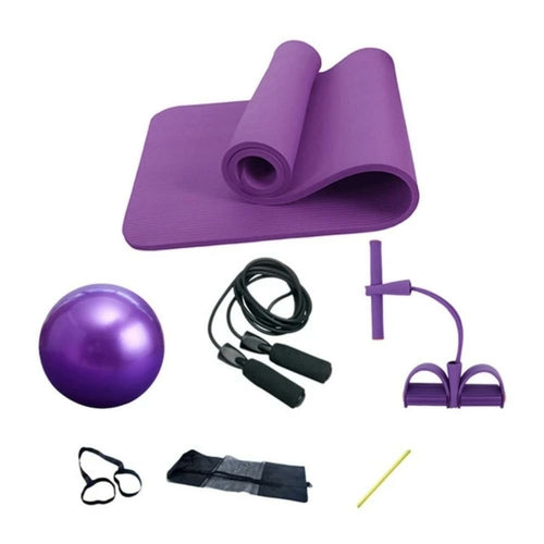 Deluxe Yoga & Fitness 5-Piece Exercise Set – Mat, Ball, Bands & Skipping Rope